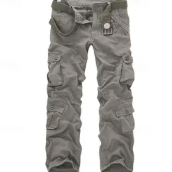 Hot Women's Cargo parachute pants Trousers Trousers Full Length 100% Cotton Pocket Baggy Micro-elastic High Waist Athleisure Casual Daily Gray Green ArmyGreen S M Women Pants