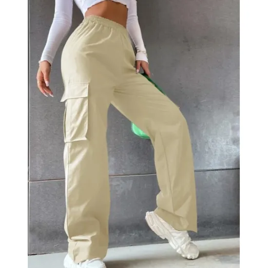 Hot Women's Cargo parachute pants Chinos Trousers Full Length Cotton Blend Pocket Baggy Micro-elastic Mid Waist Fashion Casual Weekend Black Army Green S M Summer Spring & Fall Women Pants