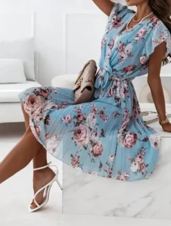 Outlet Women's Casual Dress Floral Print V Neck Mini Dress Stylish Casual Daily Date Short Sleeve Summer Women Spring Dresses
