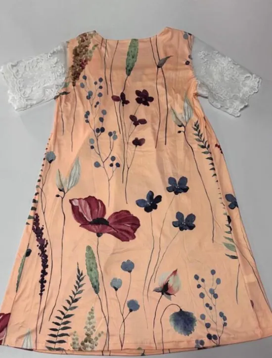 New Women's Casual Dress Floral Lace Patchwork Square Neck Mini Dress Stylish Daily Date Short Sleeve Summer Women Floral Dresses|Spring Dresses