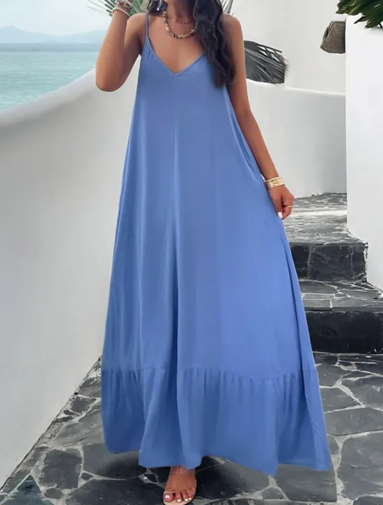 Clearance Women's Casual Dress Long Dress Maxi Dress Backless Pocket Date Streetwear Maxi Strap Sleeveless Black Red Blue Color Women Vacation Dresses