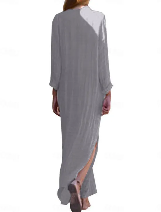 Clearance Women's Casual Dress Maxi Dress Print Basic Casual Daily Vacation V Neck Long Sleeve Summer Spring Fall Sky Blue Flower Women Dresses