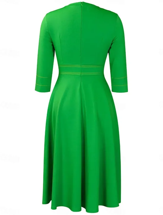 Outlet Women's Casual Dress Midi Dress Zipper Daily Date Fashion Streetwear Stand Collar 3/4 Length Sleeve Red Green Dark Blue Color Women Work Dresses