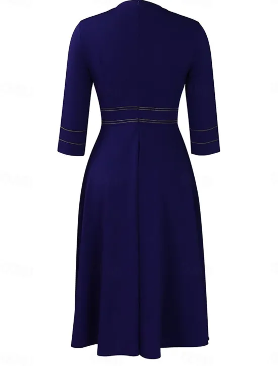 Outlet Women's Casual Dress Midi Dress Zipper Daily Date Fashion Streetwear Stand Collar 3/4 Length Sleeve Red Green Dark Blue Color Women Work Dresses