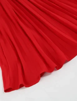 Women's Casual Dress Midi Dress Ruched With Belt Work Elegant V Neck Long Sleeve Black Red Blue Color Women Work Dresses