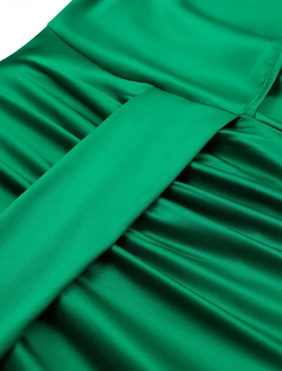 Hot Women's Casual Dress Midi Dress Ruched Wedding Party Elegant Streetwear Halter Neck Sleeveless Champagne Wine Green Color Women Cocktail Dress