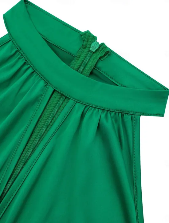 Hot Women's Casual Dress Midi Dress Ruched Wedding Party Elegant Streetwear Halter Neck Sleeveless Champagne Wine Green Color Women Cocktail Dress