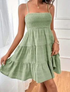 Women's Casual Dress Mini Dress Ruffle Backless Date Vacation Streetwear Basic Spaghetti Strap Sleeveless Black Pink Light Blue Color Women Sundresses