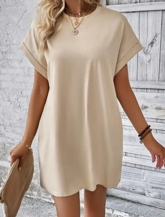Discount Women's Casual Dress Mini Dress Pocket Casual Crew Neck Short Sleeve White Blue Khaki Color Women Work Dresses