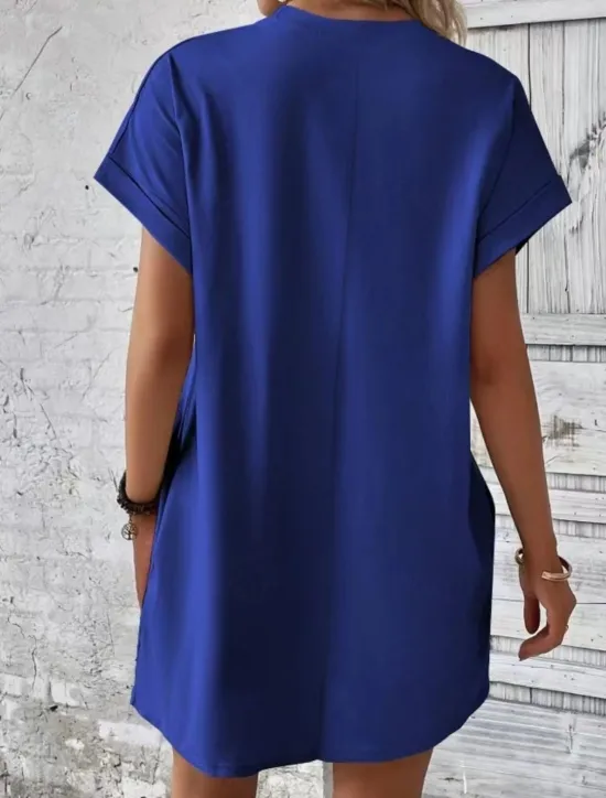 Discount Women's Casual Dress Mini Dress Pocket Casual Crew Neck Short Sleeve White Blue Khaki Color Women Work Dresses