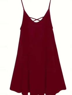 Hot Women's Casual Dress Mini Dress Chiffon Backless Date Vacation Streetwear Basic Spaghetti Strap Sleeveless Black Wine Navy Blue Color Women Sundresses