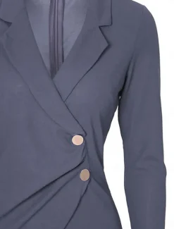 Clearance Women's Casual Dress Mini Dress Patchwork Buttons Casual Formal V Neck Long Sleeve Black Wine Gray Color Women Work Dresses