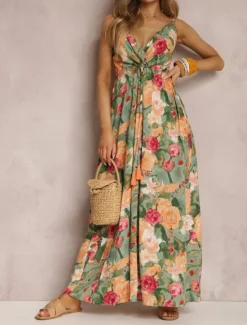 Discount Women's Casual Dress Slip Dress Floral Backless Print Strap Long Dress Maxi Dress Hawaiian Vacation Beach Sleeveless Summer Women Vacation Dresses