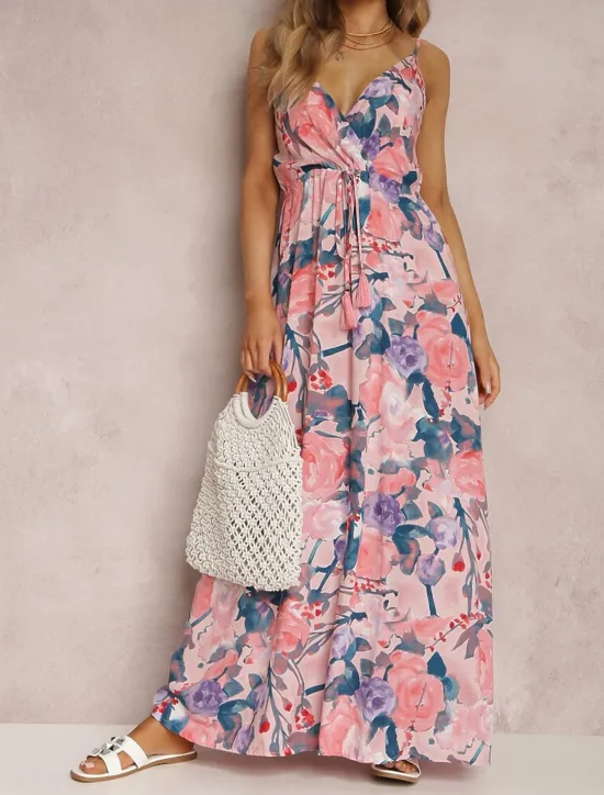 Discount Women's Casual Dress Slip Dress Floral Backless Print Strap Long Dress Maxi Dress Hawaiian Vacation Beach Sleeveless Summer Women Vacation Dresses
