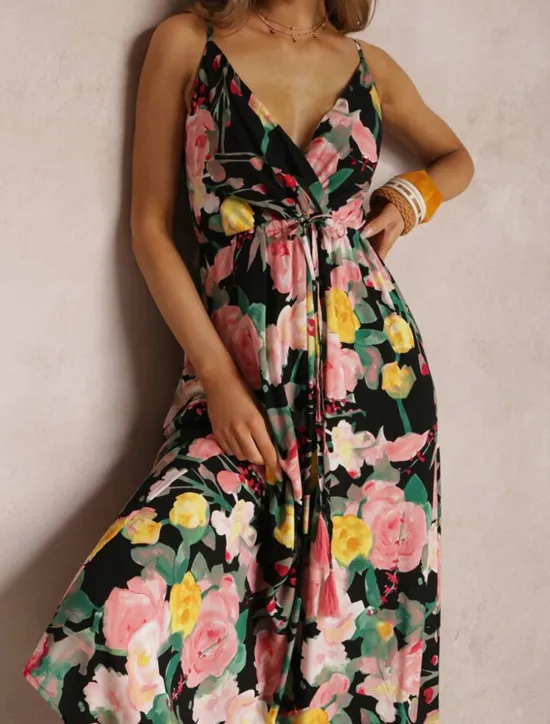 Discount Women's Casual Dress Slip Dress Floral Backless Print Strap Long Dress Maxi Dress Hawaiian Vacation Beach Sleeveless Summer Women Vacation Dresses