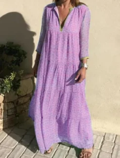 Sale Women's Casual Dress Swing Dress Floral Print V Neck Long Dress Maxi Dress Casual Boho Daily Vacation Long Sleeve Summer Women Spring Dresses