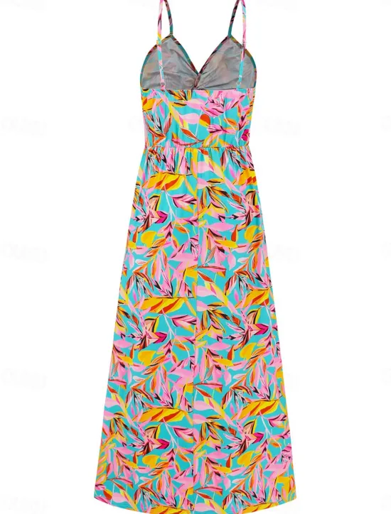 Discount Women's Casual Dress Swing Dress Slip Dress Floral Leaf Backless Print Strap Long Dress Maxi Dress Hawaiian Casual Daily Vacation Sleeveless Summer Women Vacation Dresses