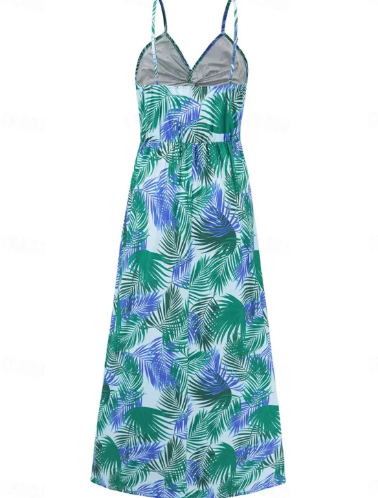 Discount Women's Casual Dress Swing Dress Slip Dress Floral Leaf Backless Print Strap Long Dress Maxi Dress Hawaiian Casual Daily Vacation Sleeveless Summer Women Vacation Dresses
