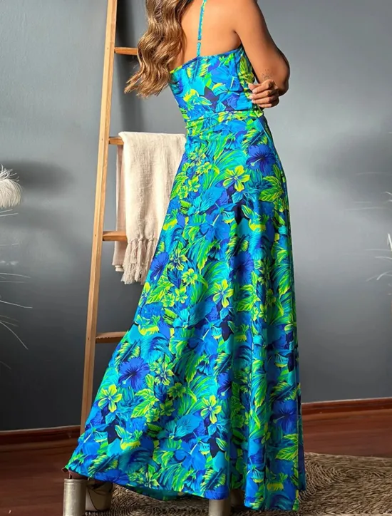 Discount Women's Casual Dress Swing Dress Slip Dress Floral Leaf Backless Print Strap Long Dress Maxi Dress Hawaiian Casual Daily Vacation Sleeveless Summer Women Vacation Dresses