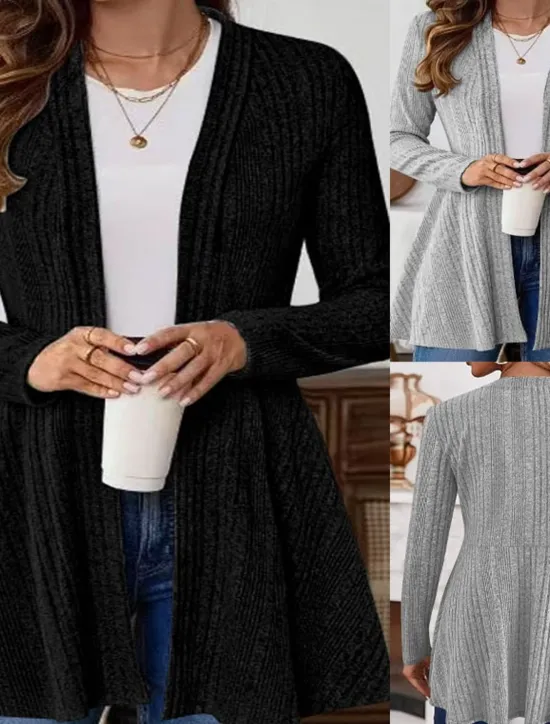 Discount Women's Casual Jacket Breathable Comfortable Oversized Simple Casual Plain Vacation Street Casual Daily Wear Open Front Regular Stand Collar Regular Fit Long Sleeve Outerwear Black Gray Fall Winter Women Jackets|Coats & Trench Coats