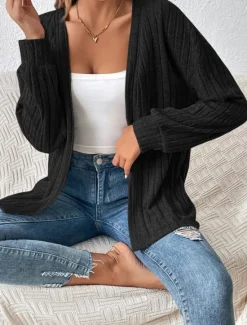 Hot Women's Casual Jacket Breathable Comfortable Oversized Casual Plain Vacation Street Casual Daily Wear Open Front Regular Collarless Regular Fit Long Sleeve Outerwear Summer Spring Women Jackets|Coats & Trench Coats