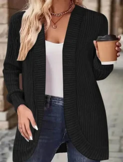 Online Women's Casual Jacket Breathable Comfortable Patchwork Fashion Casual Plain Vacation Street Casual Daily Wear Open Front Regular Collarless Regular Fit Long Sleeve Outerwear Black Green Summer Spring Women Jackets|Cardigans & Outerwears