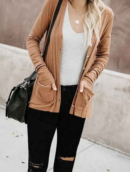 Clearance Women's Casual Jacket Breathable Comfortable Buttons Pocket Casual Plain Vacation Street Casual Daily Wear Single Breasted Regular V Neck Regular Fit Long Sleeve Outerwear White Pink Khaki Summer Women Jackets|Coats & Trench Coats