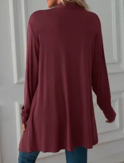 Hot Women's Casual Jacket Breathable Comfortable Oversized Casual Plain Vacation Street Casual Daily Wear Open Front Long Collarless Regular Fit 3/4 Length Sleeve Outerwear White Pink Wine Summer Spring Women Jackets|Coats & Trench Coats