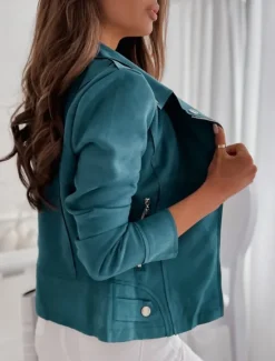 Hot Women's Casual Jacket Breathable Comfortable Zipper Casual Plain Vacation Street Casual Daily Wear Zipper Short Turndown Regular Fit Long Sleeve Outerwear Black White Blue Spring Fall Women Jackets