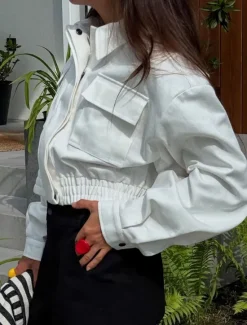 Best Women's Casual Jacket Comfortable Breathable Buttons Fashion Casual Plain Vacation Street Casual Daily Wear Zipper Short Stand Collar Regular Fit Long Sleeve Outerwear Summer Spring Women Jackets