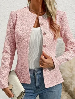 New Women's Casual Jacket Comfortable Breathable Zipper Pocket Casual Plain Vacation Street Casual Daily Wear Single Breasted Short Crewneck Regular Fit Long Sleeve Outerwear Spring Fall Women Coats & Trench Coats