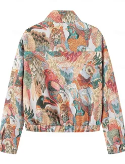 Discount Women's Casual Jacket Comfortable Zipper Boho Vintage Floral School Vacation Home Office Short Stand Collar Regular Fit Long Sleeve Outerwear Spring Fall Women Jackets