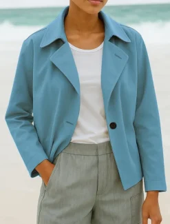 Clearance Women's Casual Jacket Comfortable Breathable Buttons Casual Plain Vacation Street Casual Daily Wear Single Breasted Short Turndown Regular Fit Long Sleeve Outerwear Black Blue Brown Spring Fall Women Jackets