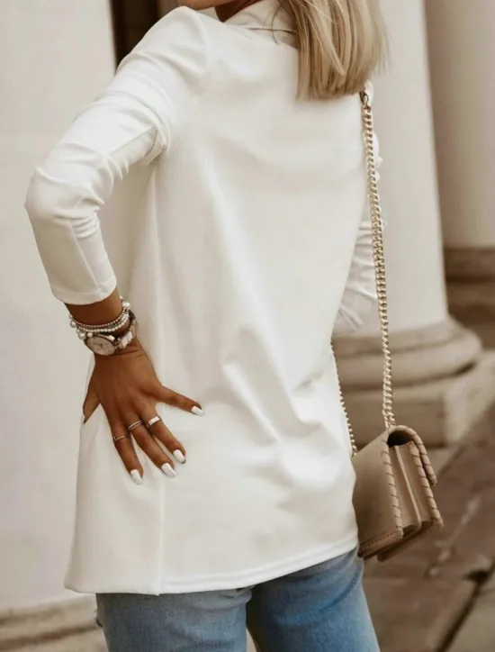 Women's Casual Jacket Comfortable Breathable Slim Fit Casual Plain Vacation Work Street Casual Open Front Regular Turndown Regular Fit Long Sleeve Outerwear Black White Blue Summer Spring Women Blazers & Suits