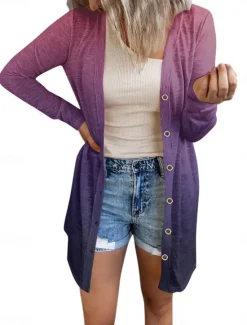 New Women's Casual Jacket Comfortable Breathable Print Casual Butterfly Vacation Street Casual Daily Wear Single Breasted Long V Neck Regular Fit Long Sleeve Outerwear White Red Purple Summer Spring Women Coats & Trench Coats