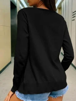 Outlet Women's Casual Jacket Comfortable Breathable Knitting Casual Plain Vacation Street Casual Daily Wear Open Front Short Collarless Regular Fit Long Sleeve Outerwear Black White Yellow Spring Fall Women Jackets|Coats & Trench Coats