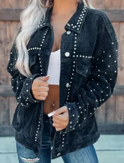 Hot Women's Casual Jacket Dailywear Button Solid Color Comfortable Stylish Regular Fit Outerwear Long Sleeve Fall Black S Women Jackets