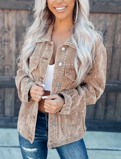 Hot Women's Casual Jacket Dailywear Button Solid Color Comfortable Stylish Regular Fit Outerwear Long Sleeve Fall Black S Women Jackets