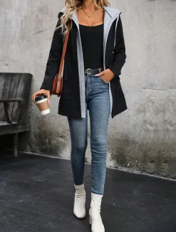 Sale Women's Casual Jacket Hoodie Jacket Outdoor Street Daily Wear Fall Winter Regular Coat Regular Fit Thermal Warm Breathable Stylish Casual Jacket Long Sleeve Plain with Pockets Women Coats & Trench Coats