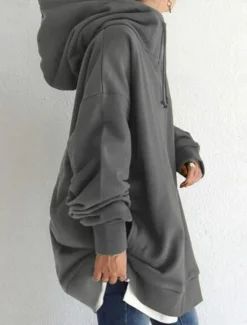 Online Women's Casual Jacket Hoodie Jacket Comfortable Breathable Zipper Pocket Casual Plain Street Casual Daily Wear Zipper Long Hooded Regular Fit Long Sleeve Outerwear Black Red Khaki Spring Fall Women Jackets