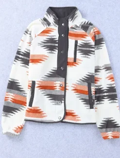 Best Women's Casual Jacket Outdoor Street Daily Wear Fall Winter Regular Coat Regular Fit Thermal Warm Breathable Ethnic Style Vintage Style Casual Jacket Long Sleeve Geometric with Pockets Print Women Jackets