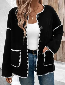 Women's Casual Jacket Outdoor Street Daily Wear Fall Winter Regular Coat Regular Fit Thermal Warm Breathable Stylish Casual Jacket Long Sleeve Solid Color with Pockets Women Cardigans & Outerwears