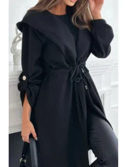 Clearance Women's Casual Jacket Outdoor Patchwork Solid Color Windproof Fashion Loose Fit Outerwear Long Sleeve Fall Black S Women Jackets|Coats & Trench Coats