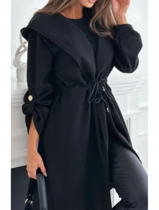 Clearance Women's Casual Jacket Outdoor Patchwork Solid Color Windproof Fashion Loose Fit Outerwear Long Sleeve Fall Black S Women Jackets|Coats & Trench Coats