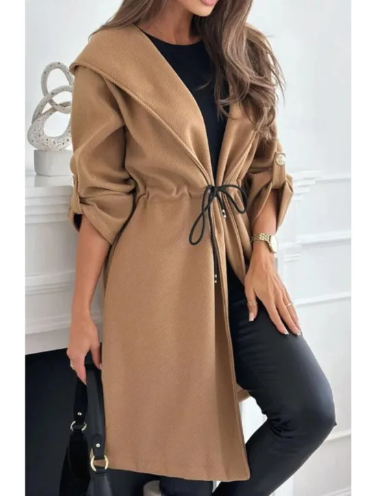 Clearance Women's Casual Jacket Outdoor Patchwork Solid Color Windproof Fashion Loose Fit Outerwear Long Sleeve Fall Black S Women Jackets|Coats & Trench Coats