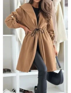 Clearance Women's Casual Jacket Outdoor Patchwork Solid Color Windproof Fashion Loose Fit Outerwear Long Sleeve Fall Black S Women Jackets|Coats & Trench Coats