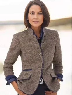 New Women's Casual Jacket Outdoor Buttons Solid Color Windproof Fashion Regular Fit Outerwear Long Sleeve Fall Dark Gray S Women Jackets