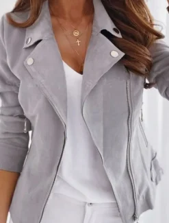 Sale Women's Casual Jacket Outdoor Street Daily Regular Fit Coat Breathable Streetwear Casual Jacket Long Sleeve Solid Color Pocket Zip Front Spring Summer Green Black Gray Women Jackets