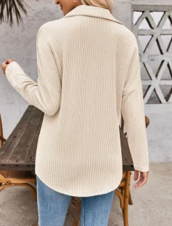 Best Women's Casual Jacket Outdoor Street Daily Wear Fall Regular Coat Regular Fit Thermal Warm Breathable Stylish Casual Jacket Long Sleeve Stripes and Plaid with Pockets Print Black Blue Khaki Women Jackets