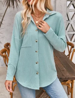 Best Women's Casual Jacket Outdoor Street Daily Wear Fall Regular Coat Regular Fit Thermal Warm Breathable Stylish Casual Jacket Long Sleeve Stripes and Plaid with Pockets Print Black Blue Khaki Women Jackets
